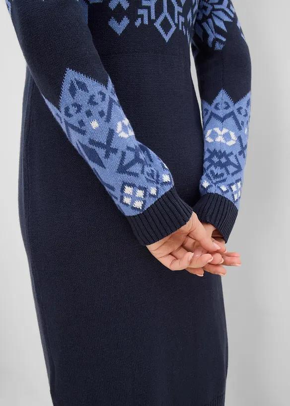 Robe en maille &agrave; motif norv&eacute;gien en coton m&eacute;lang&eacute;, bonprix