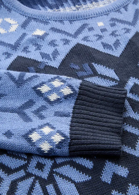 Robe en maille &agrave; motif norv&eacute;gien en coton m&eacute;lang&eacute;, bonprix