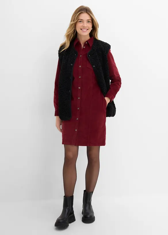 Cord-Hemdblusenkleid aus Baumwoll-Mix, bonprix