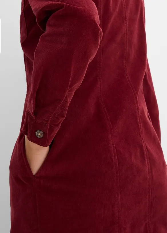 Cord-Hemdblusenkleid aus Baumwoll-Mix, bonprix
