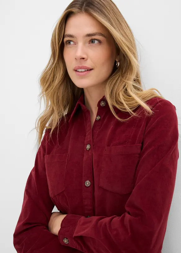 Cord-Hemdblusenkleid aus Baumwoll-Mix, bonprix