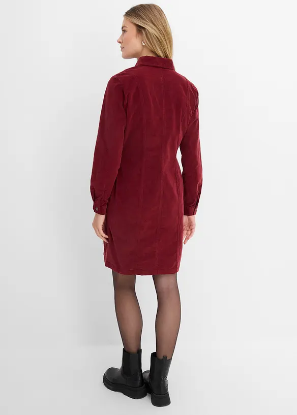 Cord-Hemdblusenkleid aus Baumwoll-Mix, bonprix