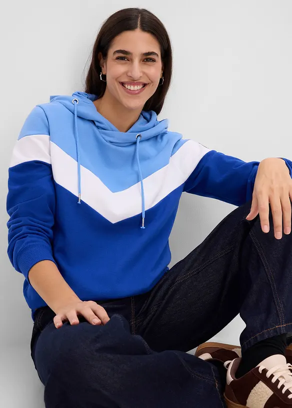Sweat-shirt &agrave; capuche en coton m&eacute;lang&eacute;, bonprix