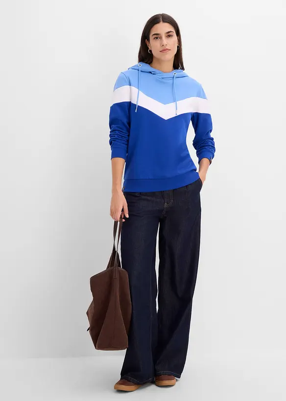 Sweat-shirt &agrave; capuche en coton m&eacute;lang&eacute;, bonprix