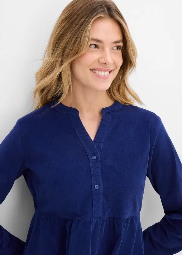 Robe en velours de coton c&ocirc;tel&eacute; extensible, bonprix