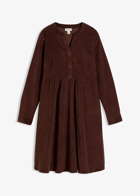 Robe en velours de coton c&ocirc;tel&eacute; extensible, bonprix