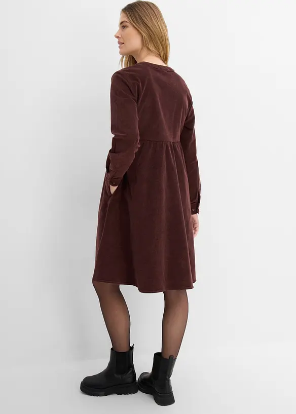 Robe en velours de coton c&ocirc;tel&eacute; extensible, bonprix