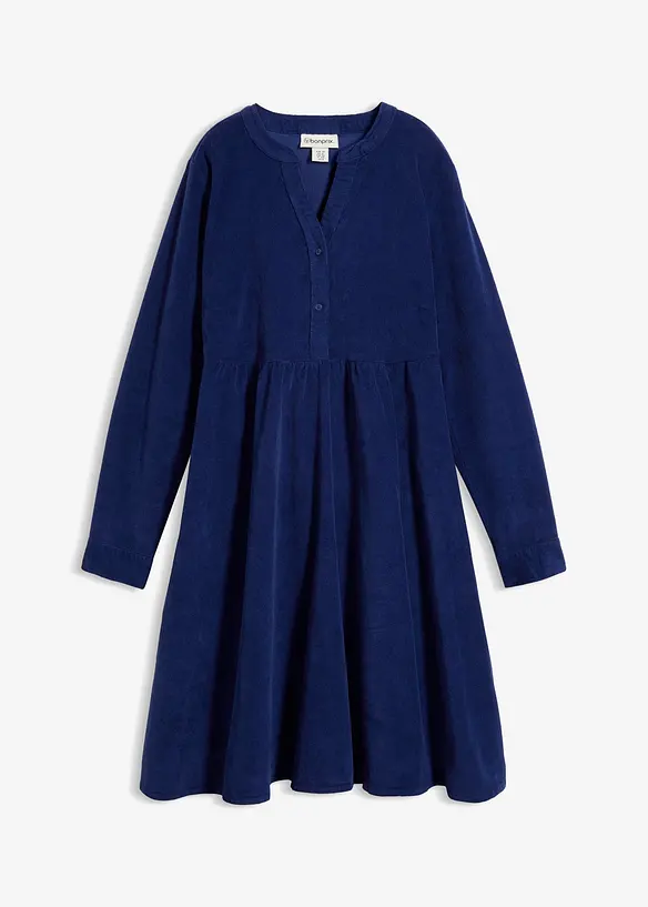 Robe en velours de coton c&ocirc;tel&eacute; extensible, bonprix