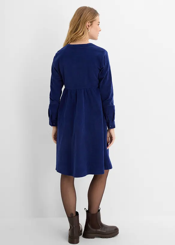 Robe en velours de coton c&ocirc;tel&eacute; extensible, bonprix