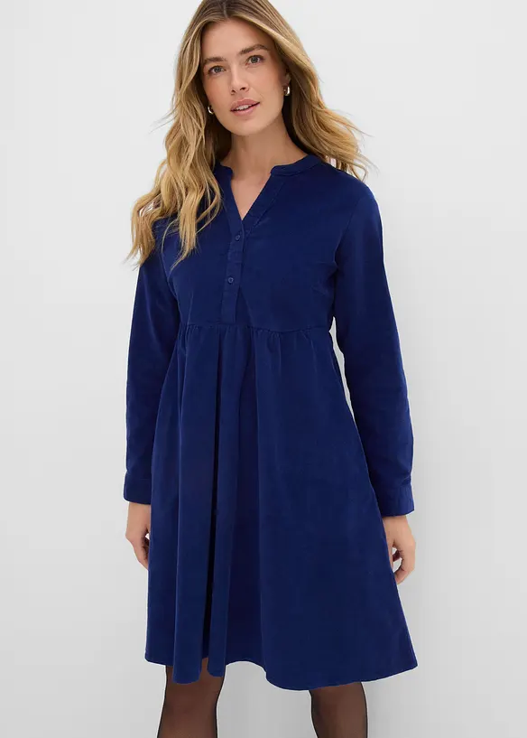 Robe en velours de coton c&ocirc;tel&eacute; extensible, bonprix