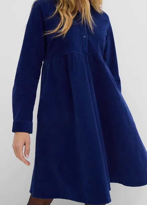Robe en velours de coton c&ocirc;tel&eacute; extensible, bonprix