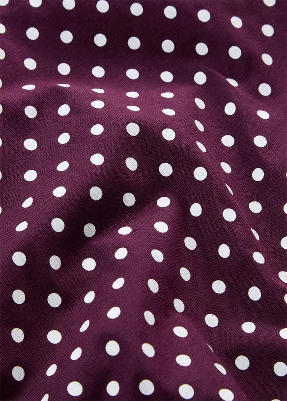 Gepunktetes Baumwoll-Langarmshirt mit Seitenschlitzen, bonprix