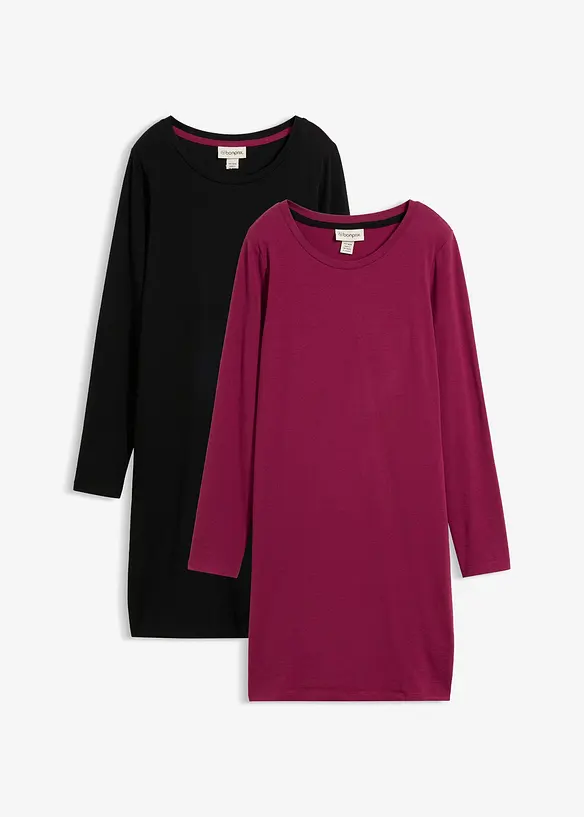 Jerseykleid aus Baumwolle mit Stretch (2er Pack), bonprix