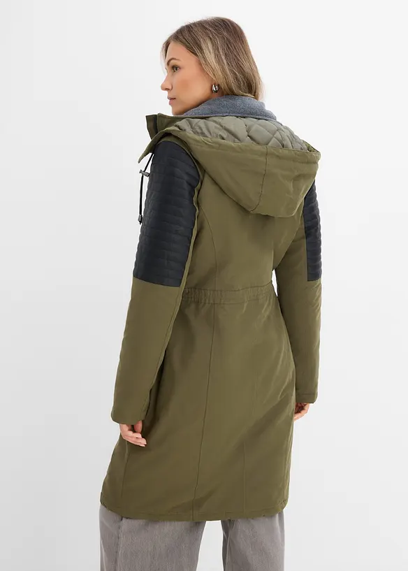 Parka longue &agrave; empi&egrave;cement contrastant, bonprix
