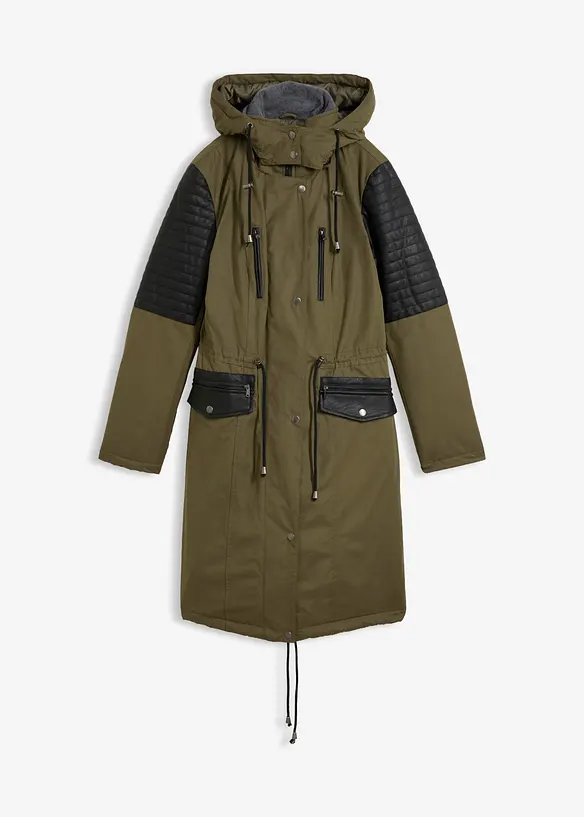 Parka longue &agrave; empi&egrave;cement contrastant, bonprix
