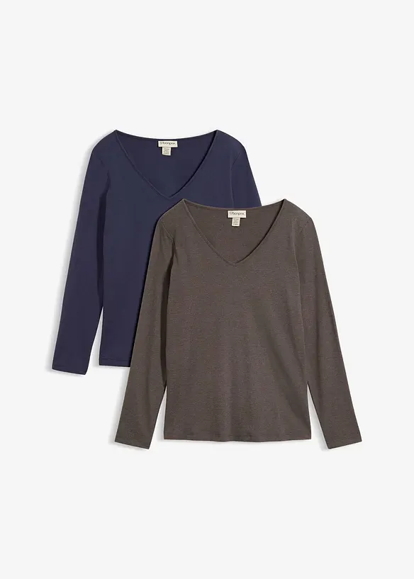 Figurbetontes Langarmshirt (2er Pack), bonprix