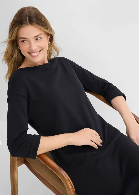 Sweatkleid, 3/4-Arm, innen weich angeraut, bonprix