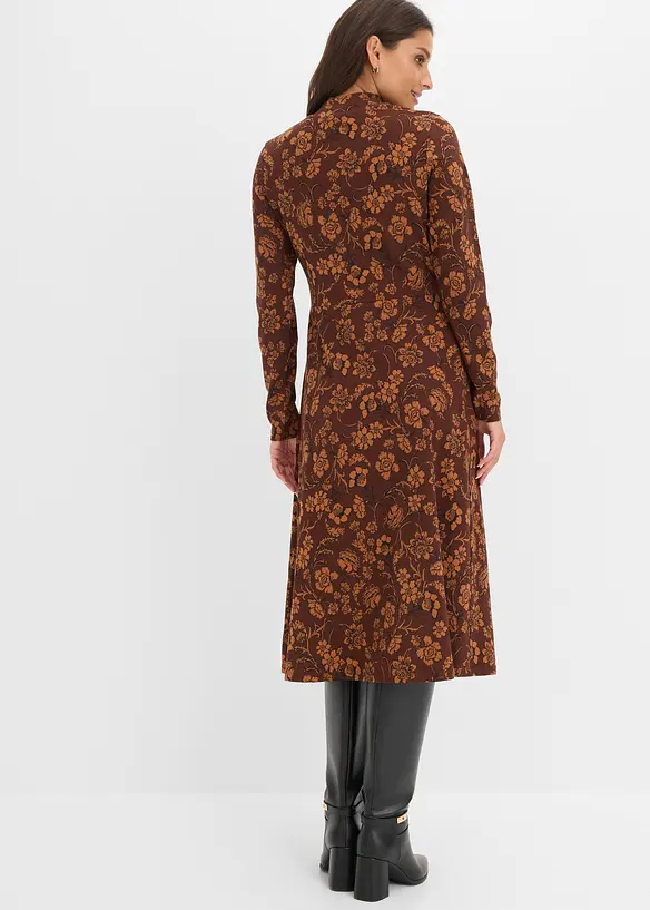 Robe en jersey avec imprim&eacute;, manches longues, bonprix