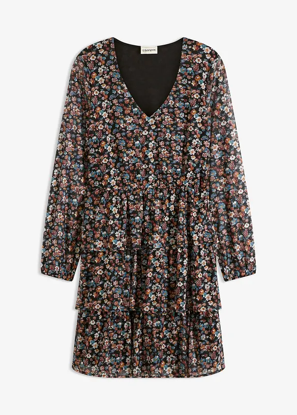 Robe courte en mesh avec col en V, bonprix