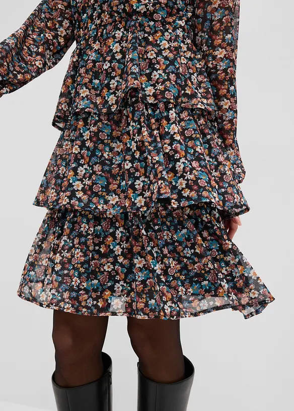 Robe courte en mesh avec col en V, bonprix