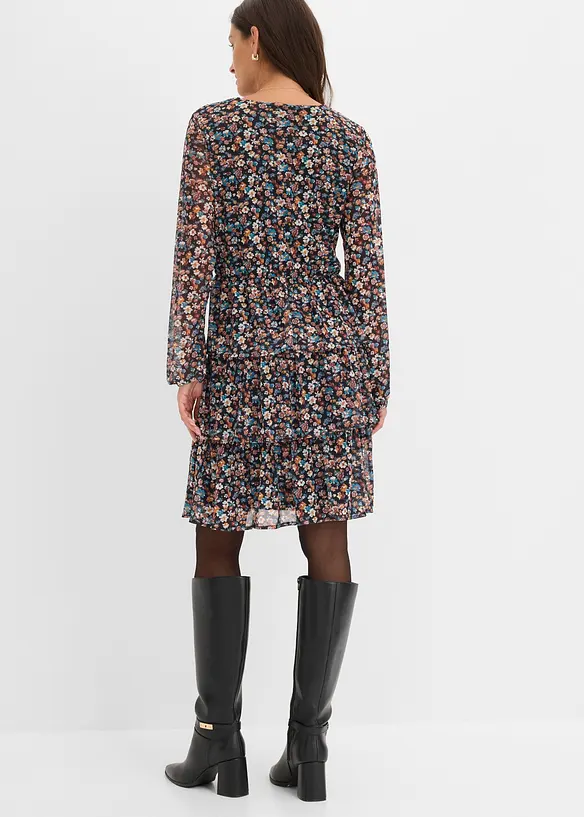 Robe courte en mesh avec col en V, bonprix
