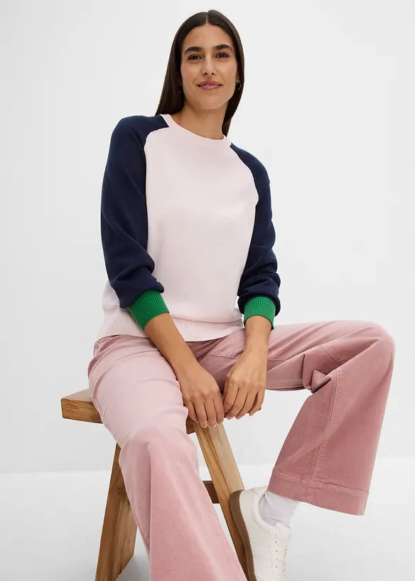 Pull en maille fine &agrave; manches raglan, bonprix