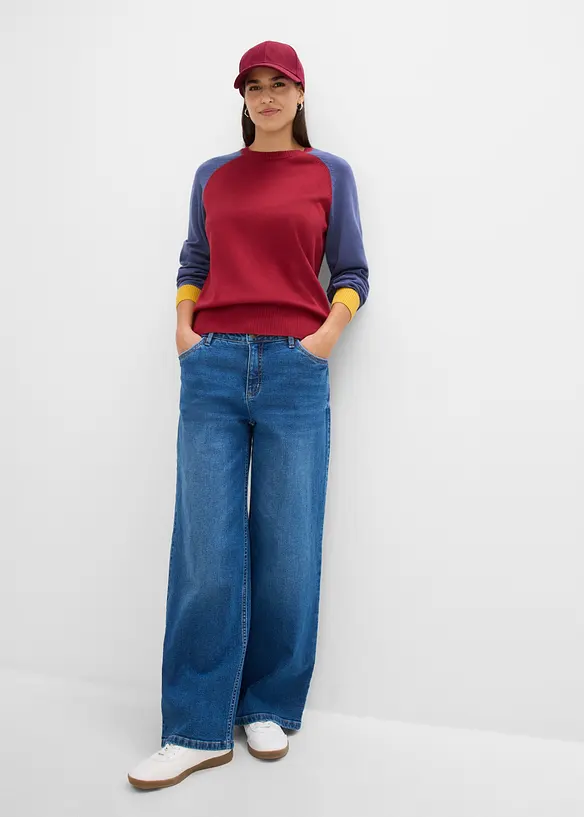 Pull en maille fine &agrave; manches raglan, bonprix