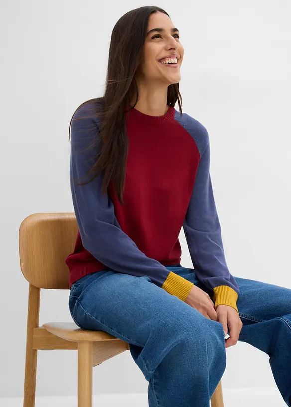 Pull en maille fine &agrave; manches raglan, bonprix