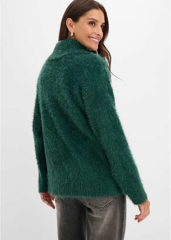 Pull col roul&eacute; en douce maille poilue, bonprix