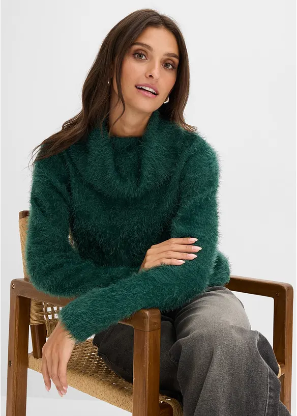 Pull col roul&eacute; en douce maille poilue, bonprix