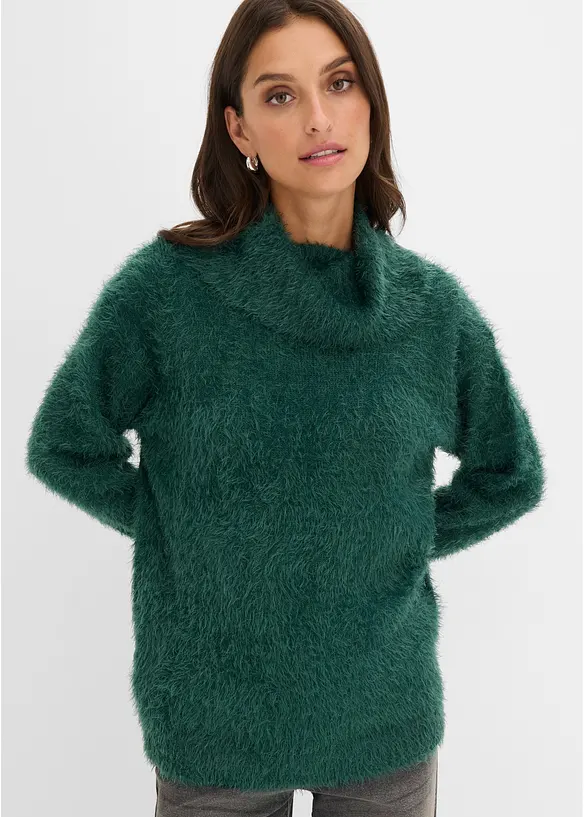 Pull col roul&eacute; en douce maille poilue, bonprix