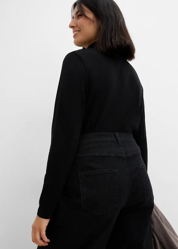 Wide-Leg-Jeans, High Waist mit Nietenbesatz, bonprix