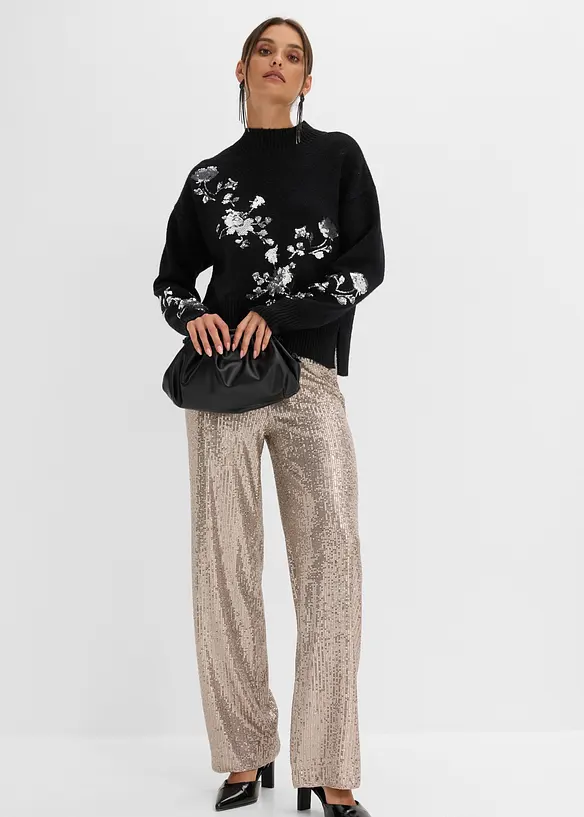 Paillettenhose mit Bequembund, bonprix