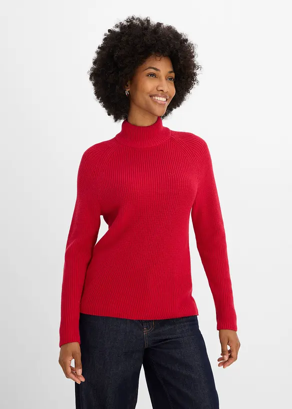Pull en maille c&ocirc;tel&eacute;e 100% coton, bonprix
