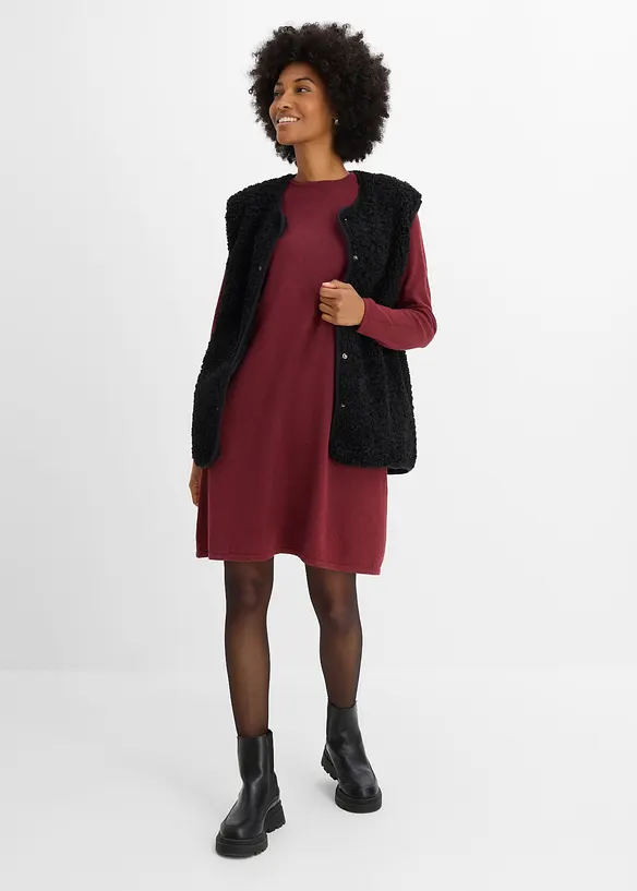 Robe en maille, coupe trap&egrave;ze, bonprix