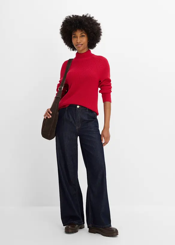 Pull en maille c&ocirc;tel&eacute;e 100% coton, bonprix