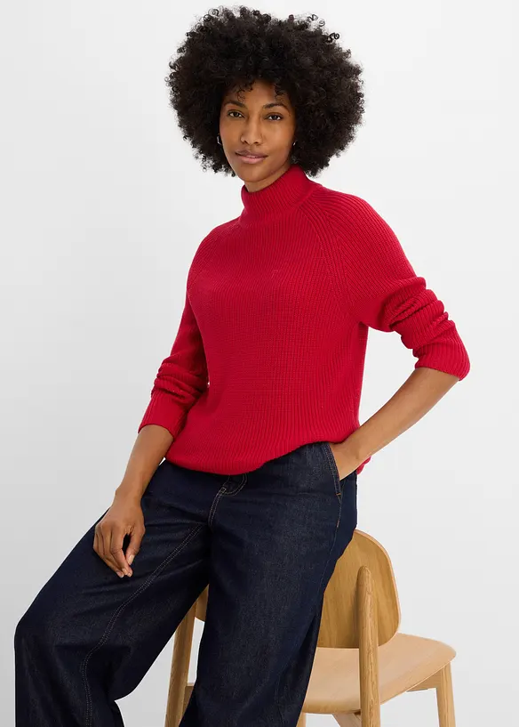 Pull en maille c&ocirc;tel&eacute;e 100% coton, bonprix