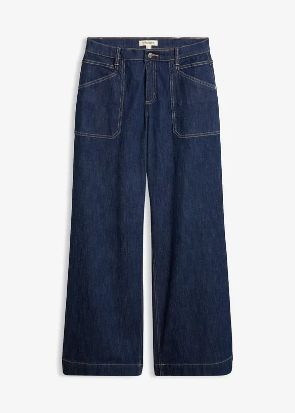 Jean Wide Leg taille mi-haute avec poches plaqu&eacute;es, bonprix
