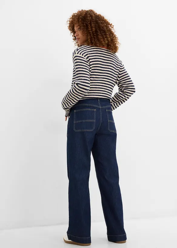 Jean Wide Leg taille mi-haute avec poches plaqu&eacute;es, bonprix