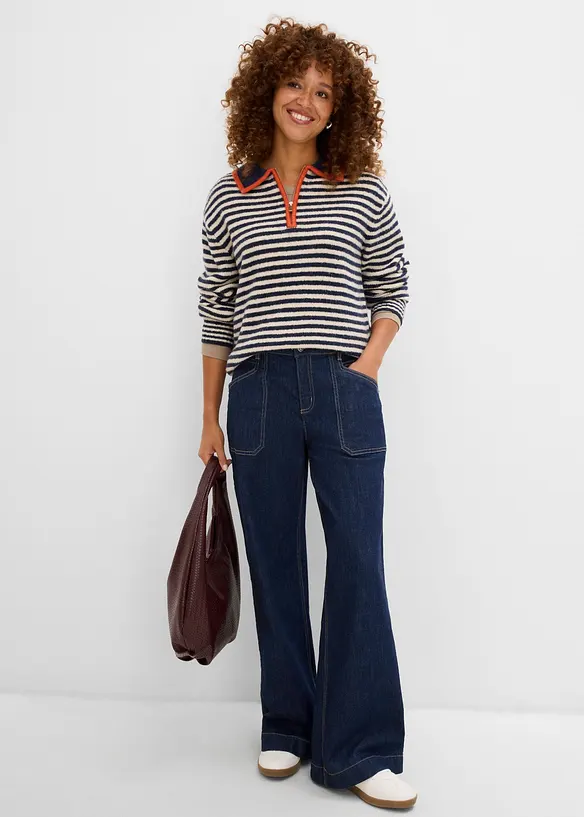 Jean Wide Leg taille mi-haute avec poches plaqu&eacute;es, bonprix