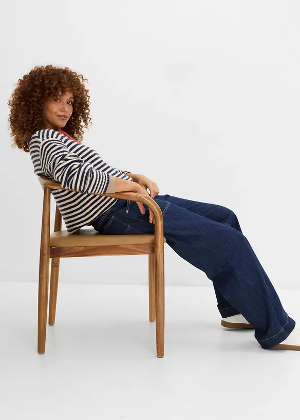 Jean Wide Leg taille mi-haute avec poches plaqu&eacute;es, bonprix