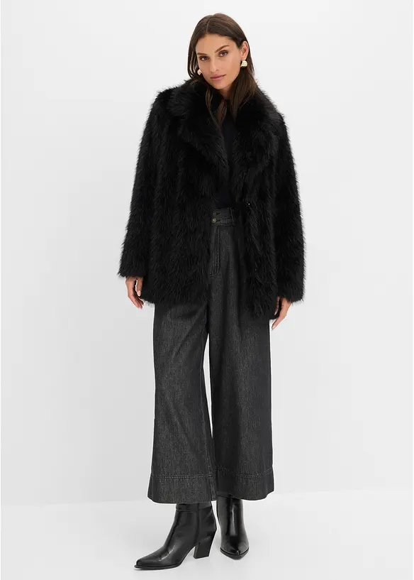 Oversized Fellimitat-Jacke, bonprix