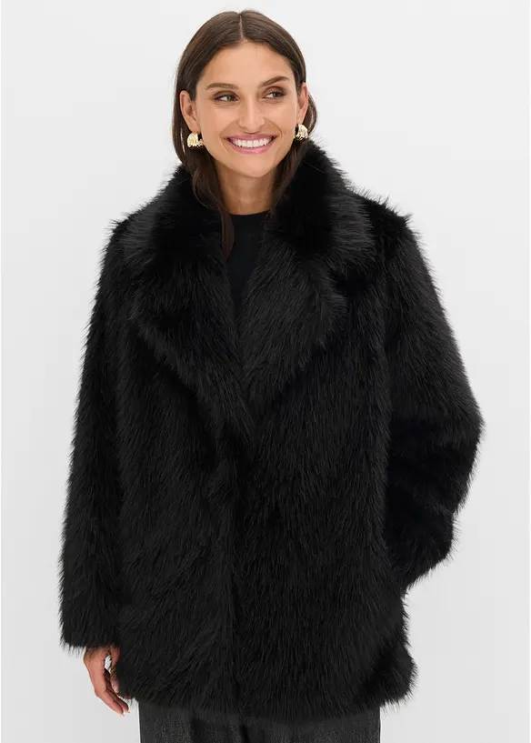 Oversized Fellimitat-Jacke, bonprix