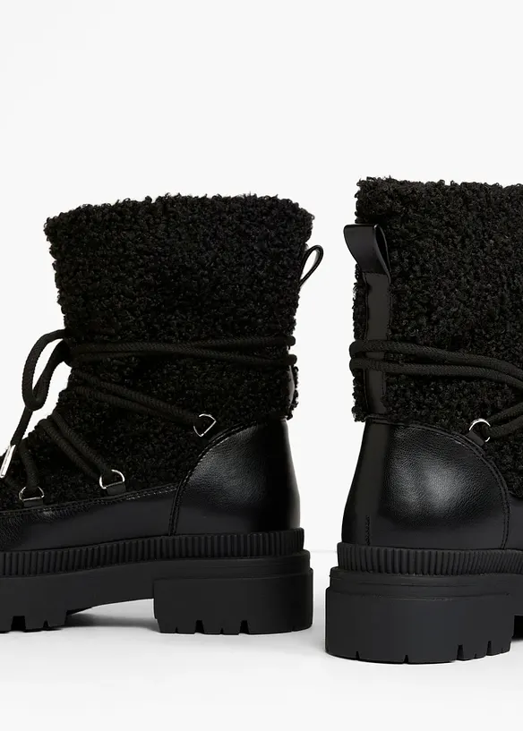 Boots fourr&eacute;es &agrave; lacets, bonprix