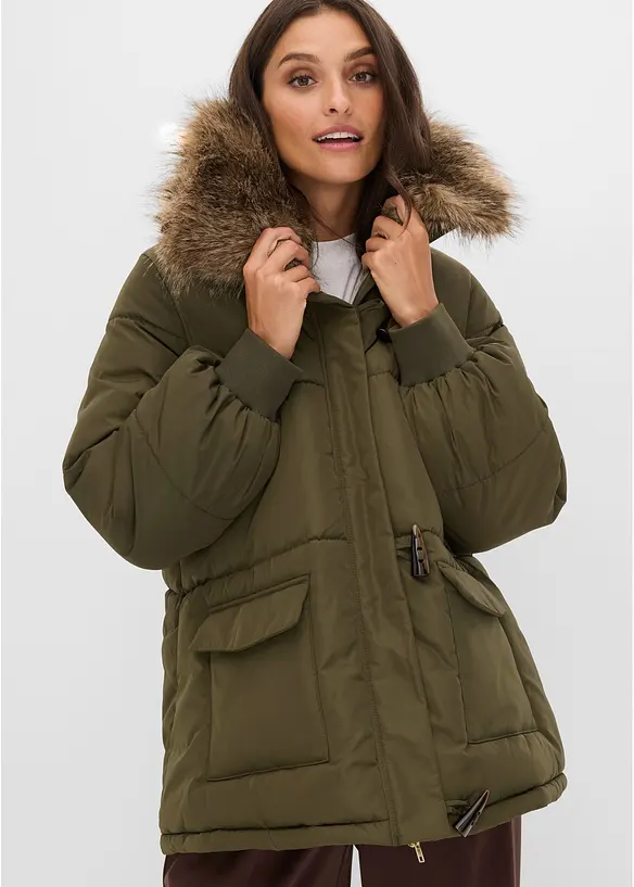Doudoune avec col en peluche amovible, bonprix