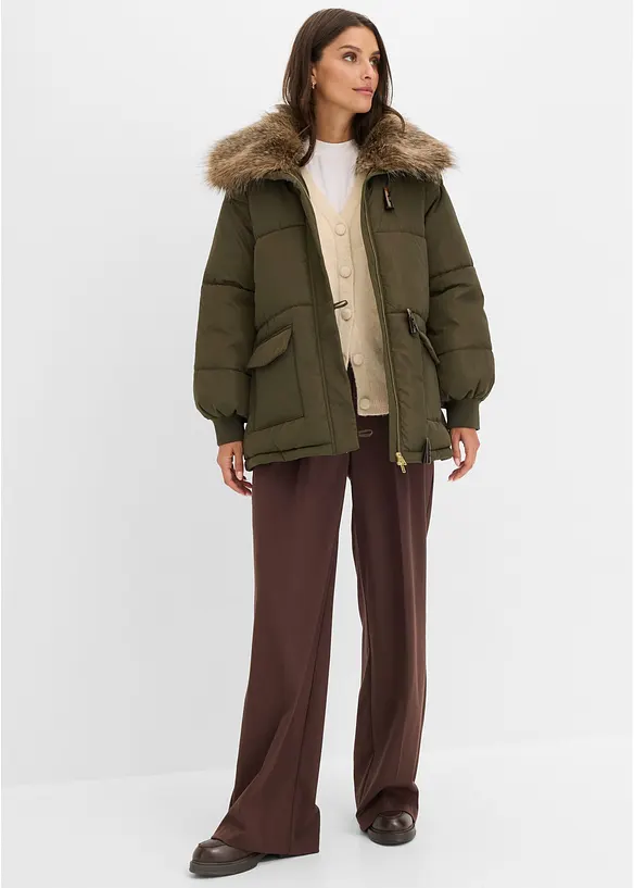 Doudoune avec col en peluche amovible, bonprix