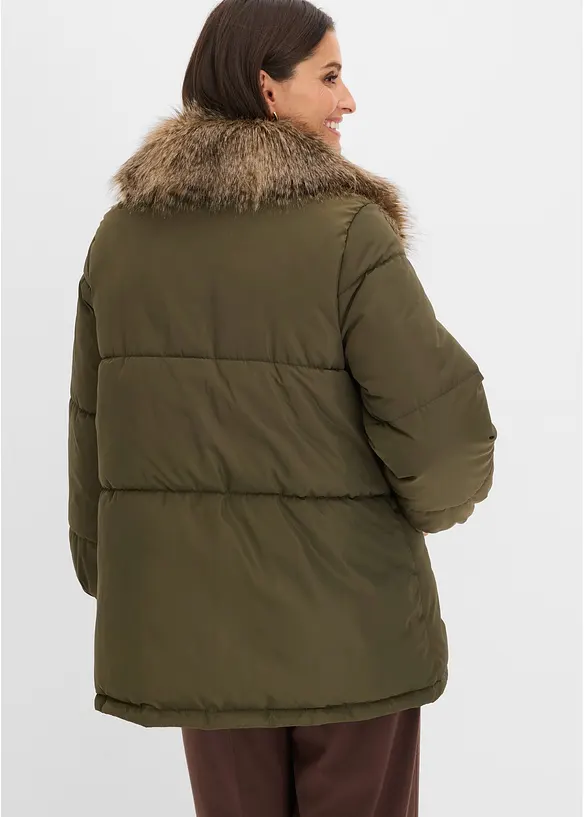 Doudoune avec col en peluche amovible, bonprix
