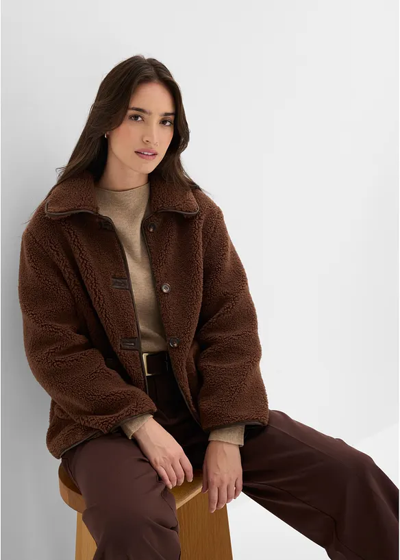 Veste en sherpa avec poches plaqu&eacute;es, bonprix
