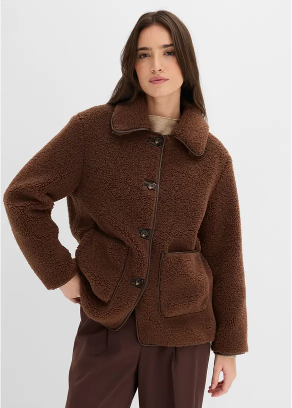 Veste en sherpa avec poches plaqu&eacute;es, bonprix