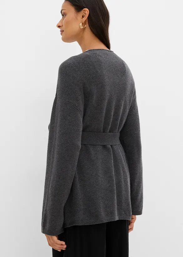 Gilet en maille avec ceinture &agrave; nouer, bonprix